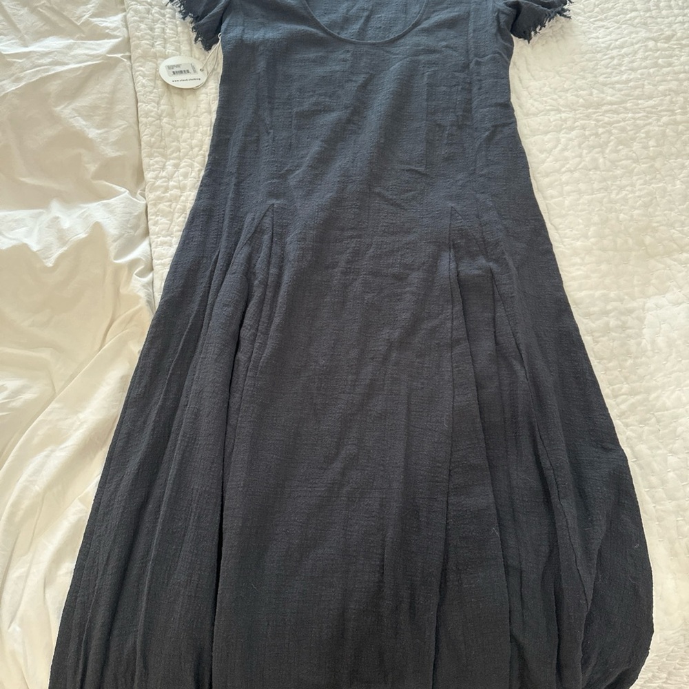 Staud Black A-line Puff Sleeve Maxi Dress